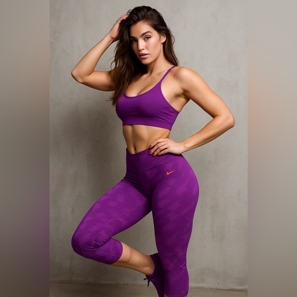Nike Vibrant Purple Leggings with Bold Pink Highlights